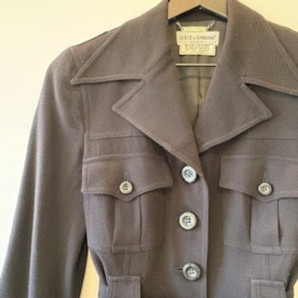 DOLCE & GABBANA Bergdorf Goodman Jacket w/ Tie Belt Wool Black Vintage SZ IT38 - Picture 3 of 11